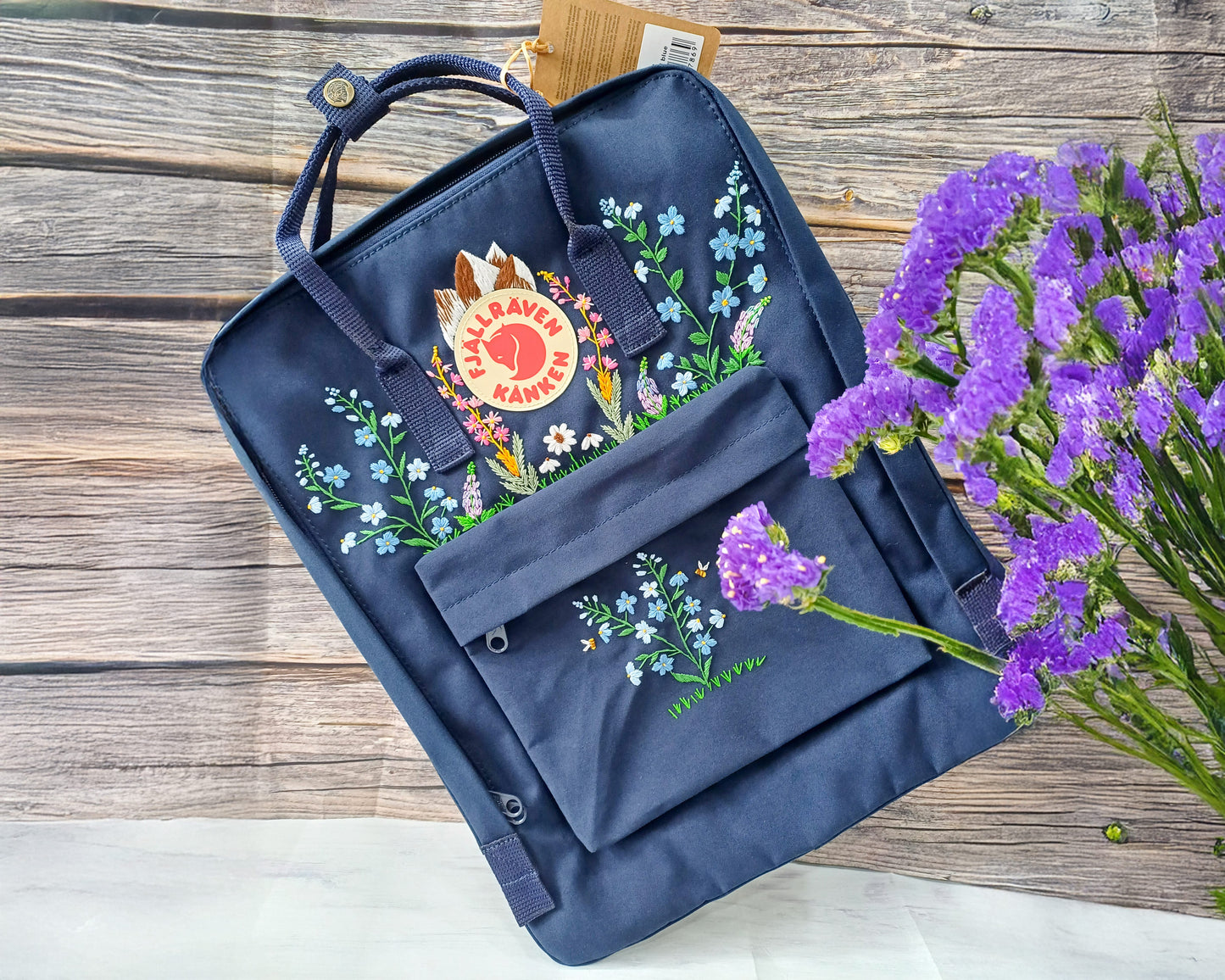 Custom Kanken Backpack – Alaska Wildflowers Design - Personalized Embroidered Backpack - Custom Bag for Women