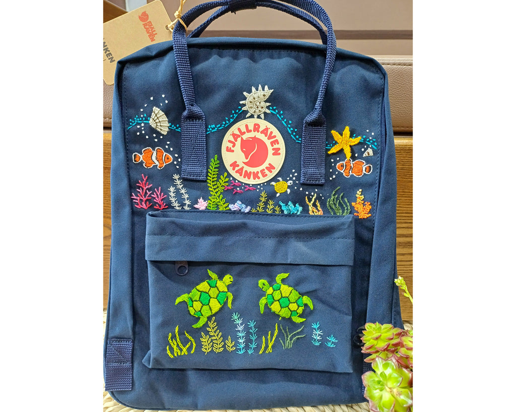  Personalized Fjallraven Kanken Backpack with Underwater Embroidery - Personalized Embroidered Backpack - Custom Bag for Women 