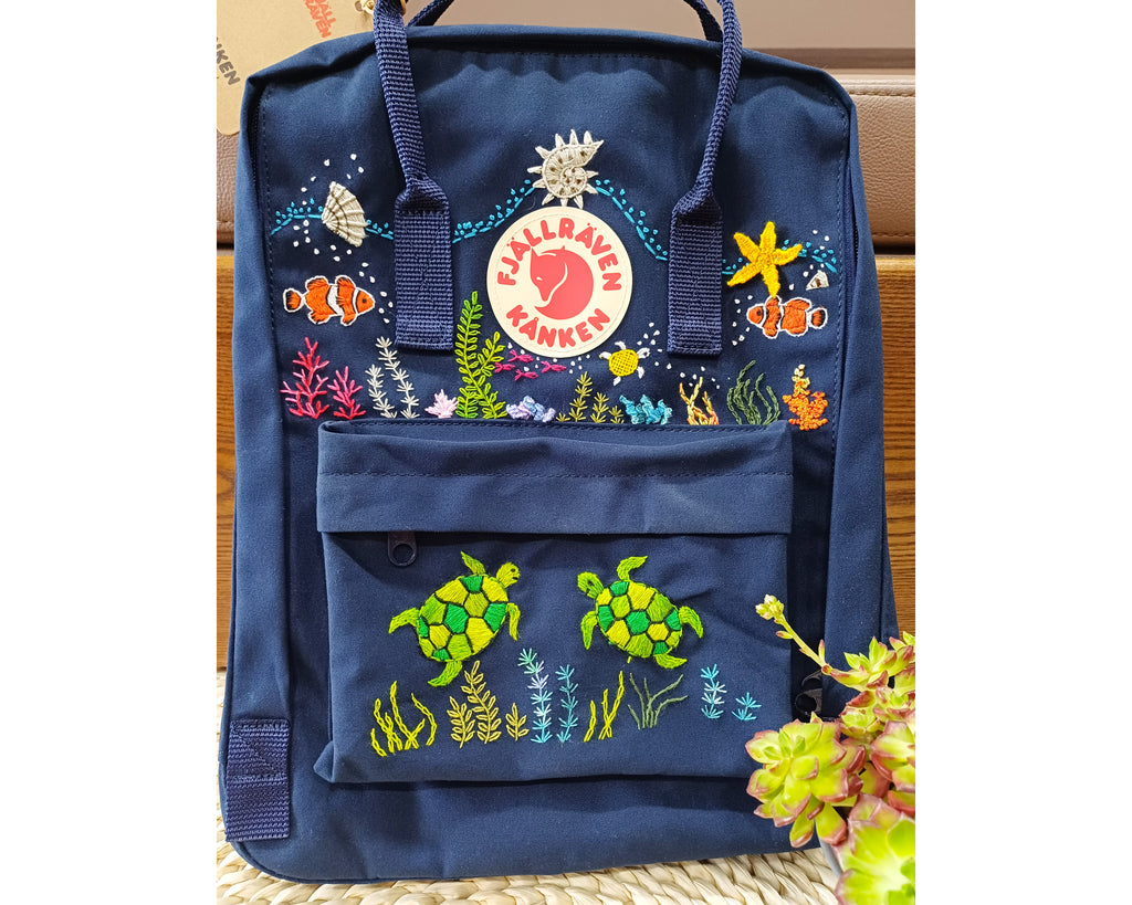  Personalized Fjallraven Kanken Backpack with Underwater Embroidery - Personalized Embroidered Backpack - Custom Bag for Women 