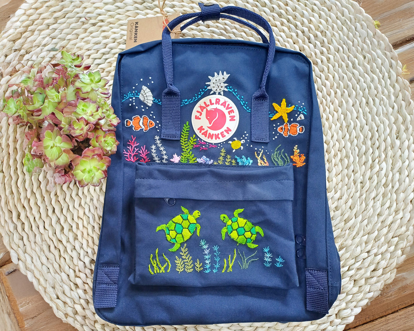 Personalized Fjallraven Kanken Backpack with Underwater Embroidery - Personalized Embroidered Backpack - Custom Bag for Women