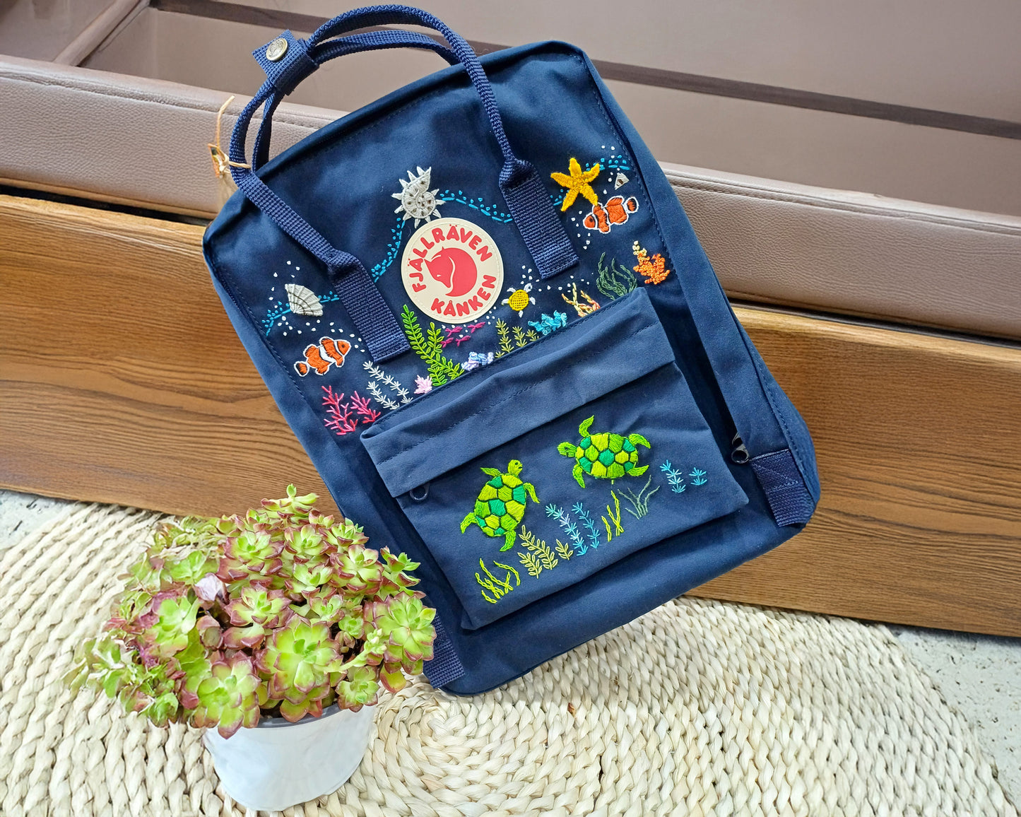 Personalized Fjallraven Kanken Backpack with Underwater Embroidery - Personalized Embroidered Backpack - Custom Bag for Women