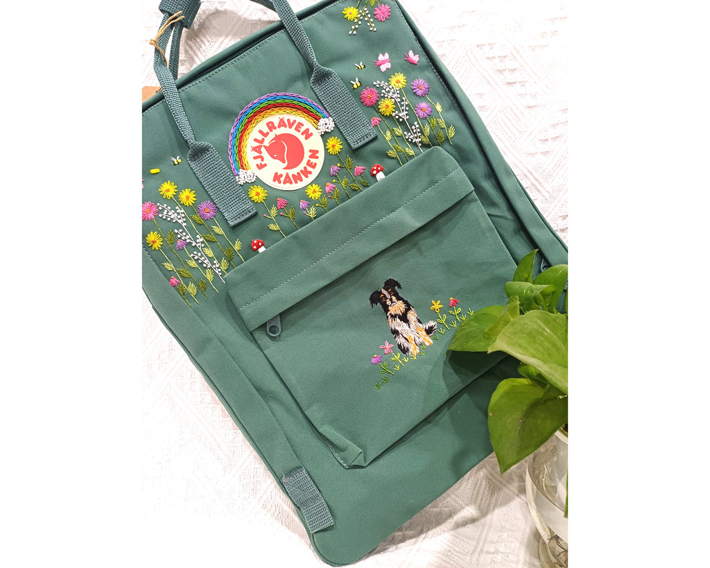  Fjallraven Kanken Backpack embroidered with dogs and pets - Personalized Embroidered Backpack - Custom Bag for Women 