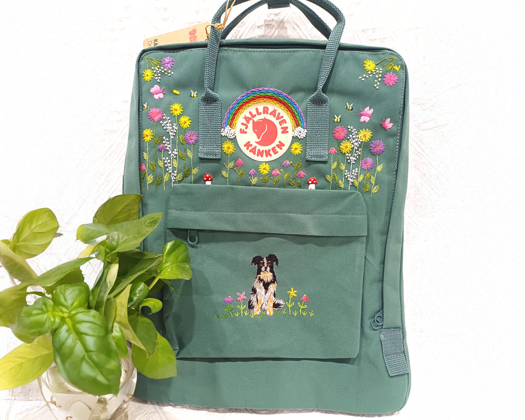  Fjallraven Kanken Backpack embroidered with dogs and pets - Personalized Embroidered Backpack - Custom Bag for Women 