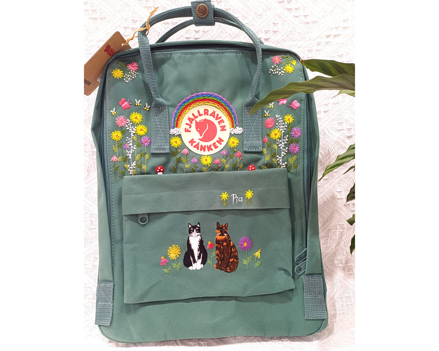 Fjallraven Kanken Backpack embroidered with cats, pets, and customized cats - Personalized Embroidered Backpack - Custom Bag for Women