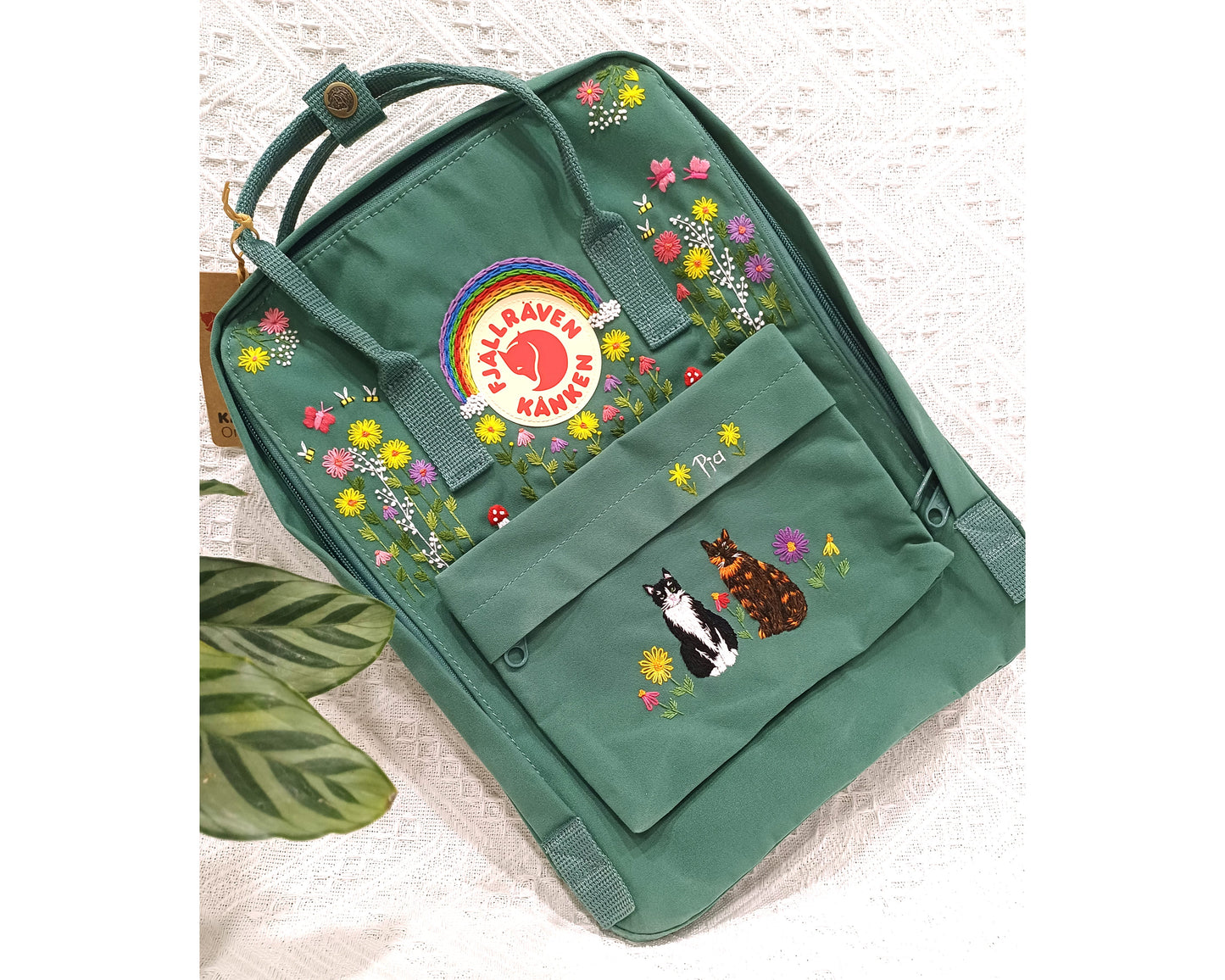 Fjallraven Kanken Backpack embroidered with cats, pets, and customized cats - Personalized Embroidered Backpack - Custom Bag for Women