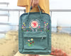  Fjallraven Kanken Backpack with Embroidered Flowers and Ladybugs - Personalized Embroidered Backpack - Custom Bag for Women 