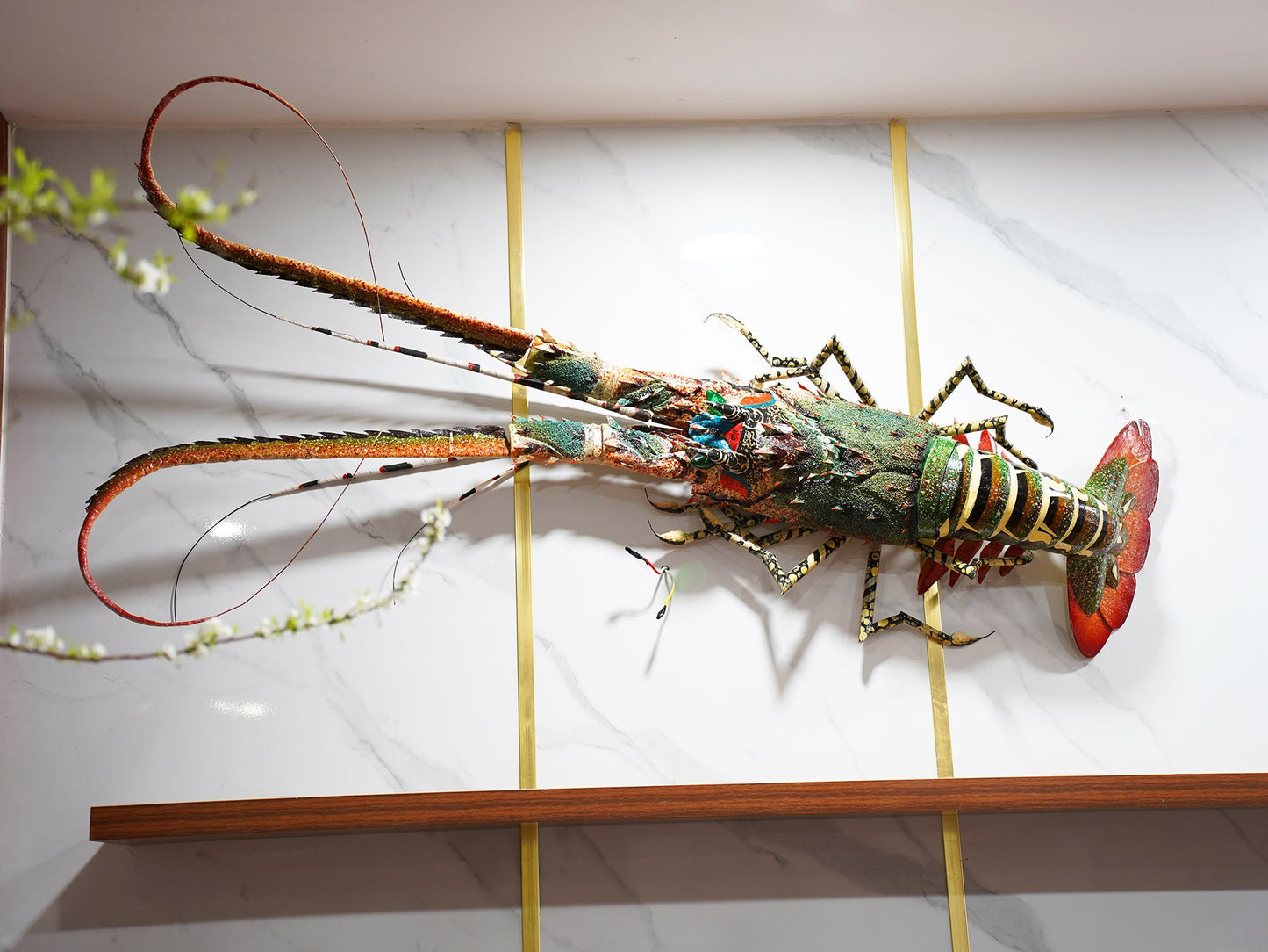 37-Inch Handmade Bamboo Lobster Model for Wall Decoration