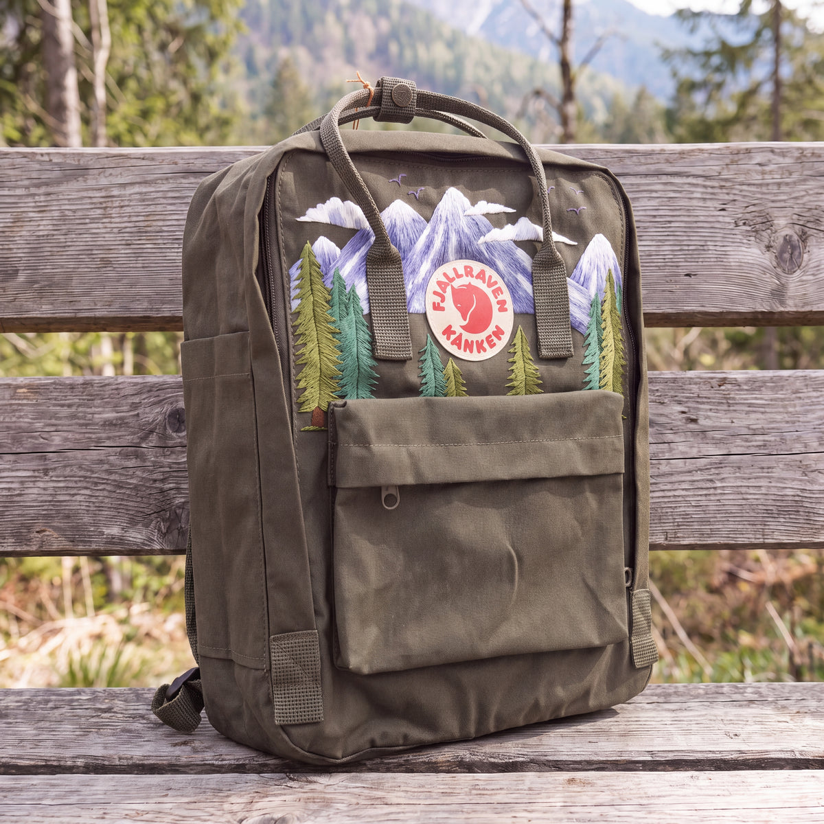 Fjällräven Kanken Regenbogen Bunter Gänseblümchen Bestickter Rucksack