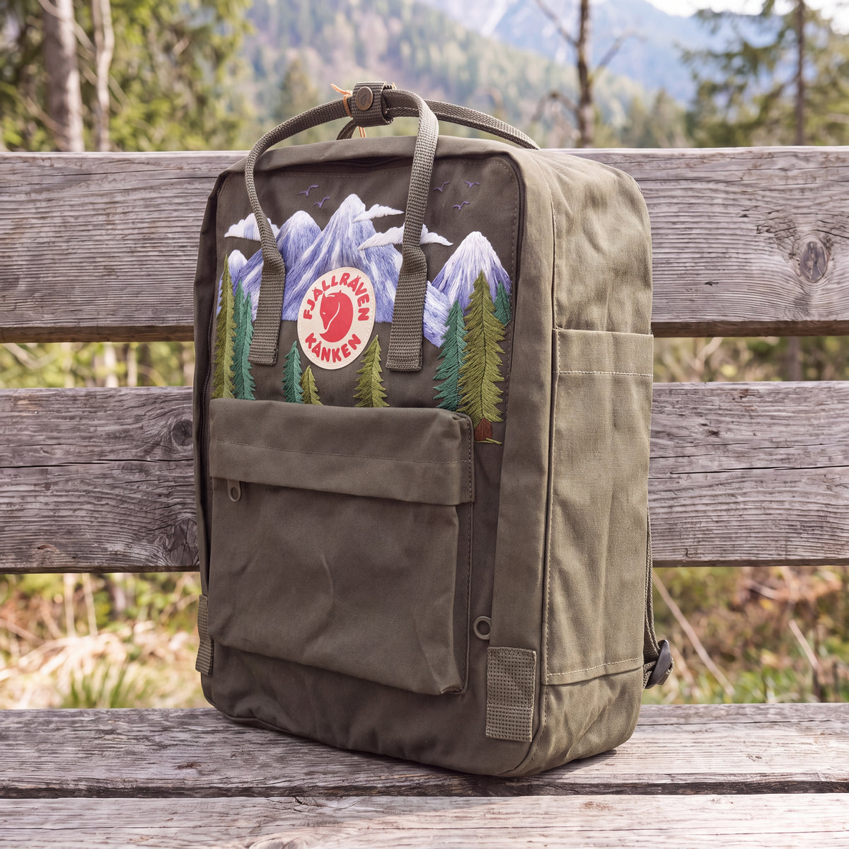 Fjällräven Kanken Regenbogen Bunter Gänseblümchen Bestickter Rucksack