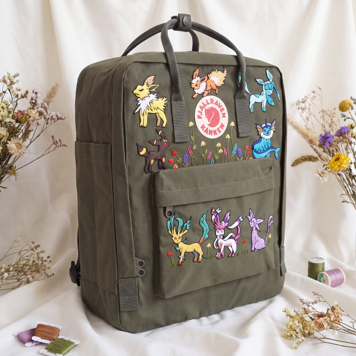 Fjallraven Kanken Hand Embroidered Game Character Backpack | Fantasy Creature Bag | Cute Cartoon Backpack | Unique Gamer Gift
