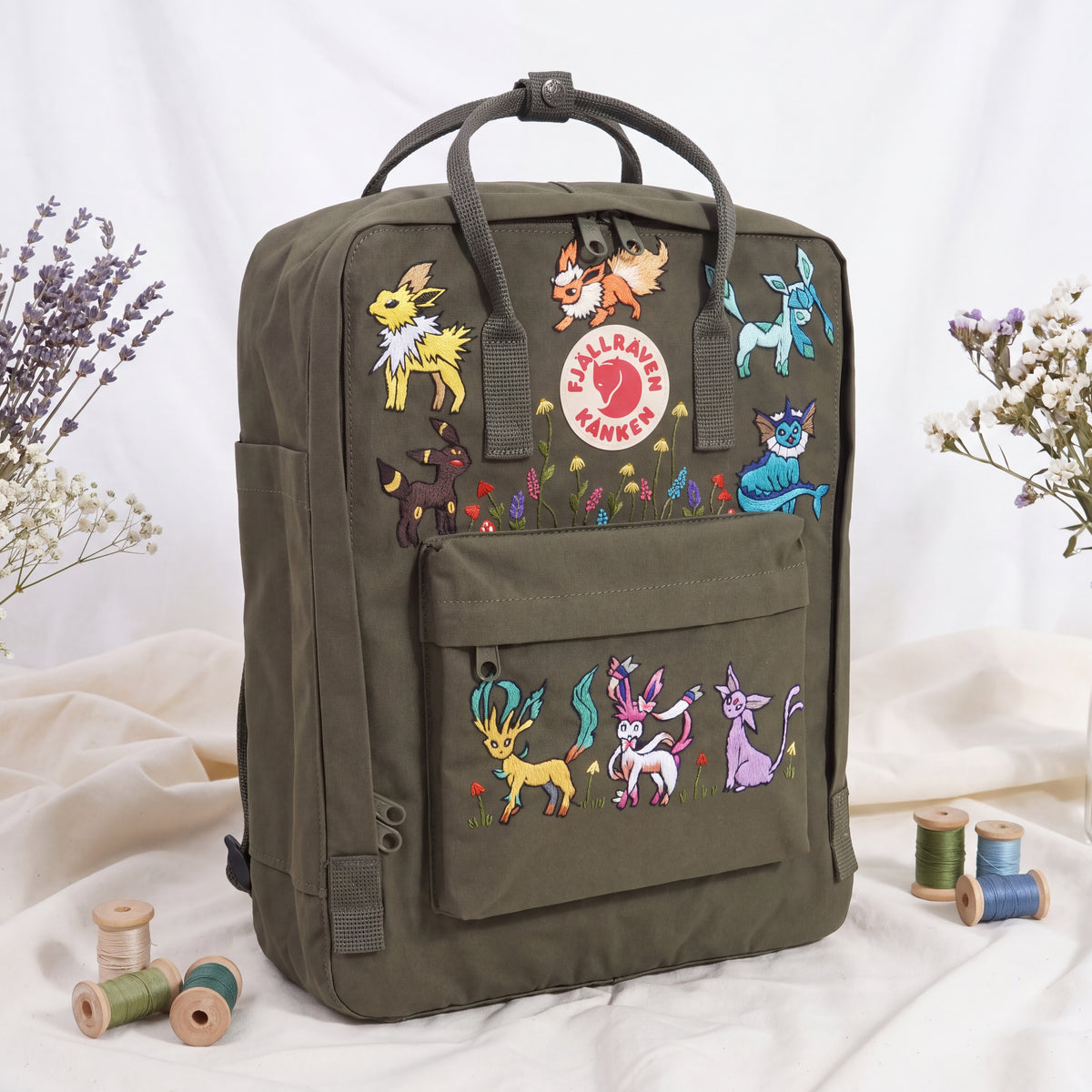 Fjallraven Kanken Hand Embroidered Game Character Backpack | Fantasy Creature Bag | Cute Cartoon Backpack | Unique Gamer Gift