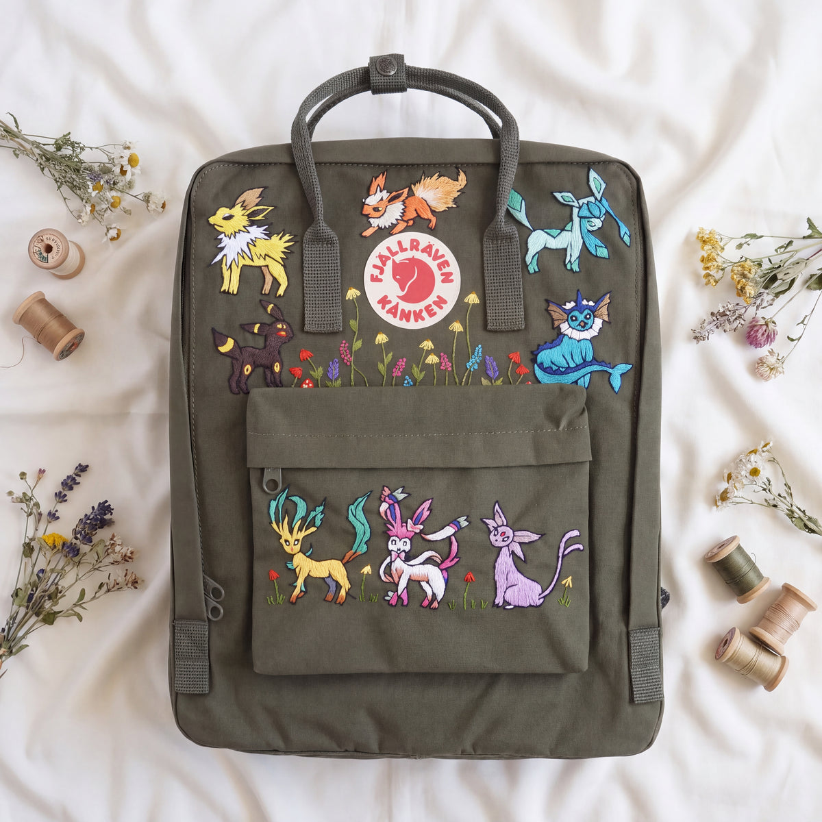 Fjallraven Kanken Hand Embroidered Game Character Backpack | Fantasy Creature Bag | Cute Cartoon Backpack | Unique Gamer Gift