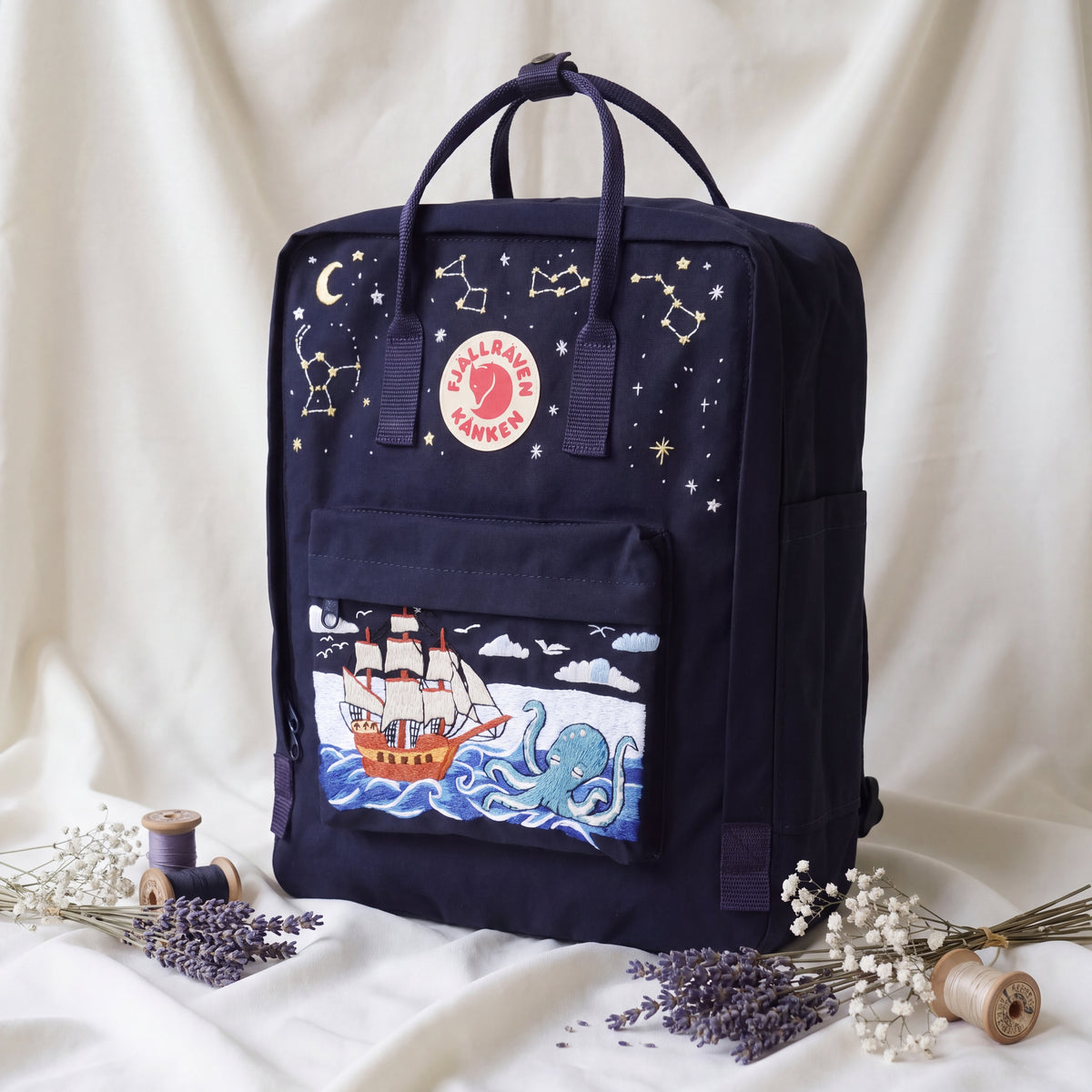 Fjällräven Kanken Regenbogen Bunter Gänseblümchen Bestickter Rucksack