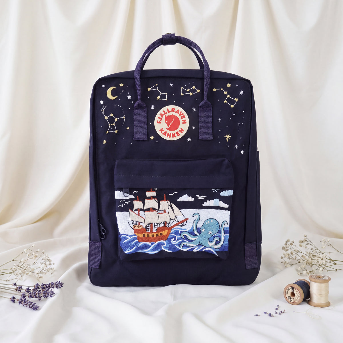 Fjällräven Kanken Regenbogen Bunter Gänseblümchen Bestickter Rucksack