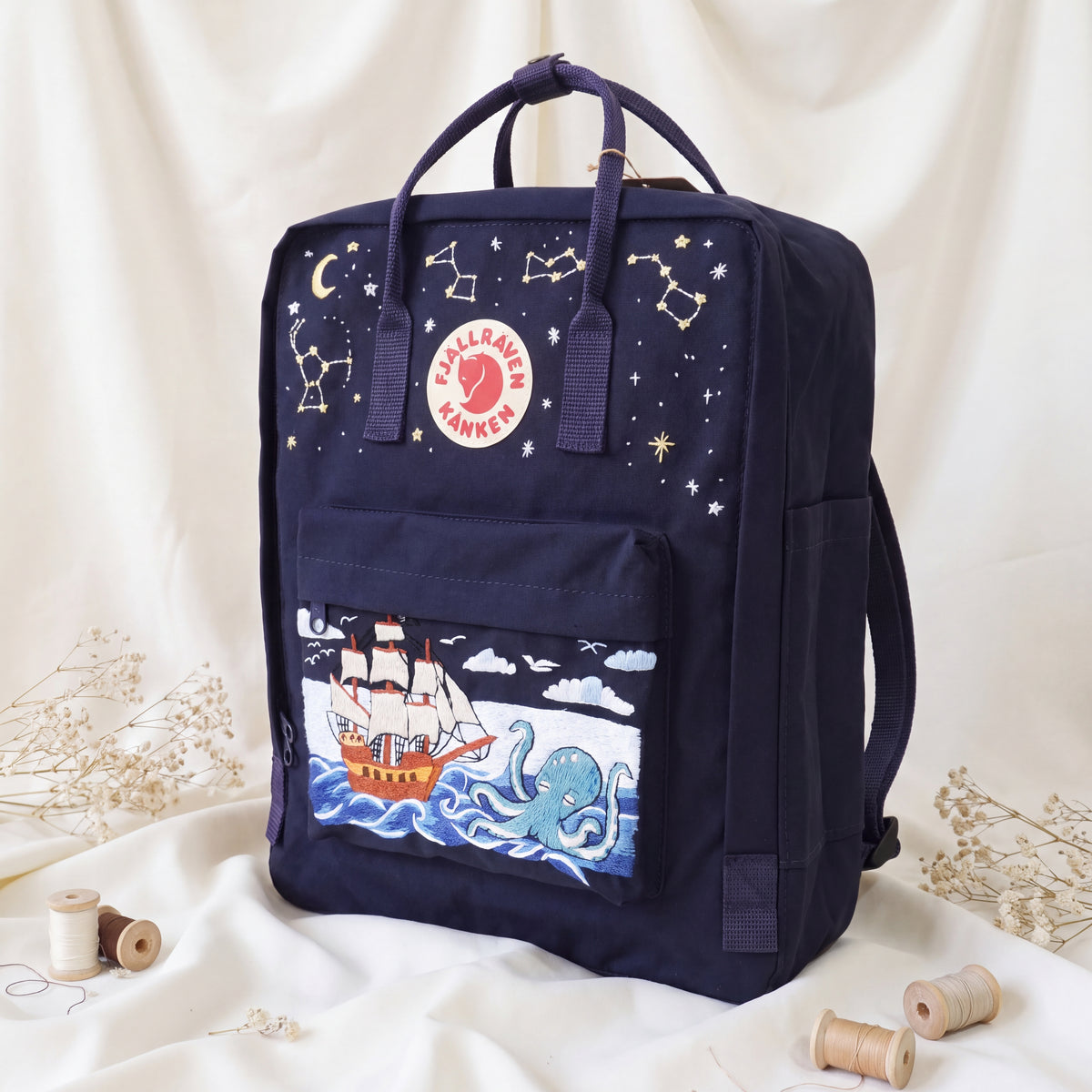 Fjällräven Kanken Regenbogen Bunter Gänseblümchen Bestickter Rucksack