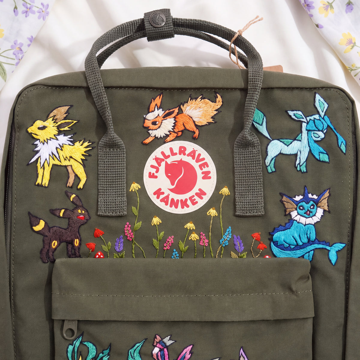 Fjallraven Kanken Hand Embroidered Game Character Backpack | Fantasy Creature Bag | Cute Cartoon Backpack | Unique Gamer Gift