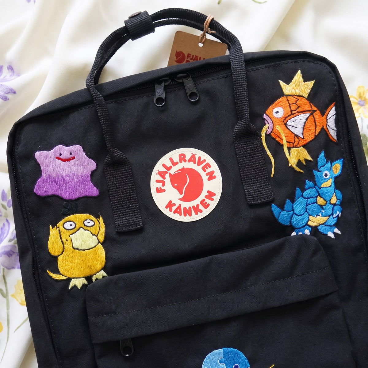 Fjällräven Kanken Regenbogen Bunter Gänseblümchen Bestickter Rucksack