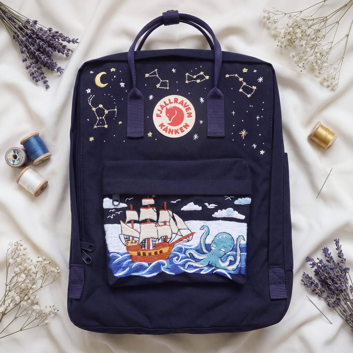 Fjällräven Kanken Regenbogen Bunter Gänseblümchen Bestickter Rucksack