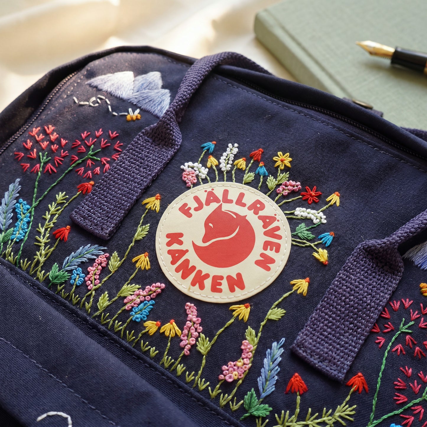 Fjallraven Kanken Embroidered Wildflower Backpack | Custom Name Kanken Bag | Floral Backpack | Personalized School Bag | Mountain Meadow Bag