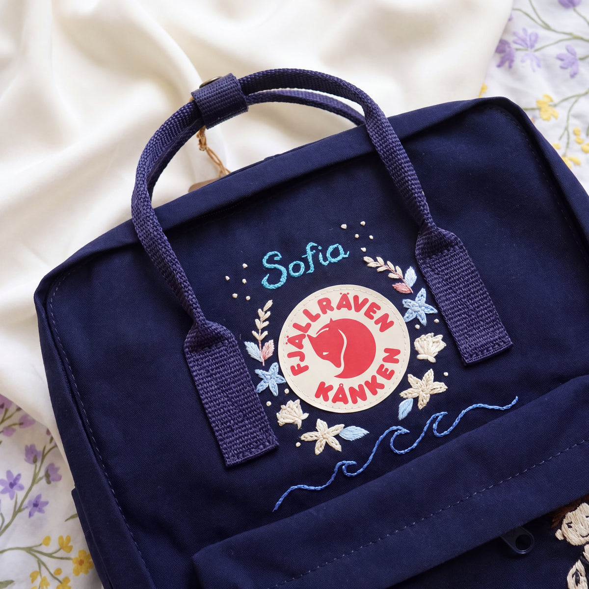 Fjällräven Kanken Regenbogen Bunter Gänseblümchen Bestickter Rucksack