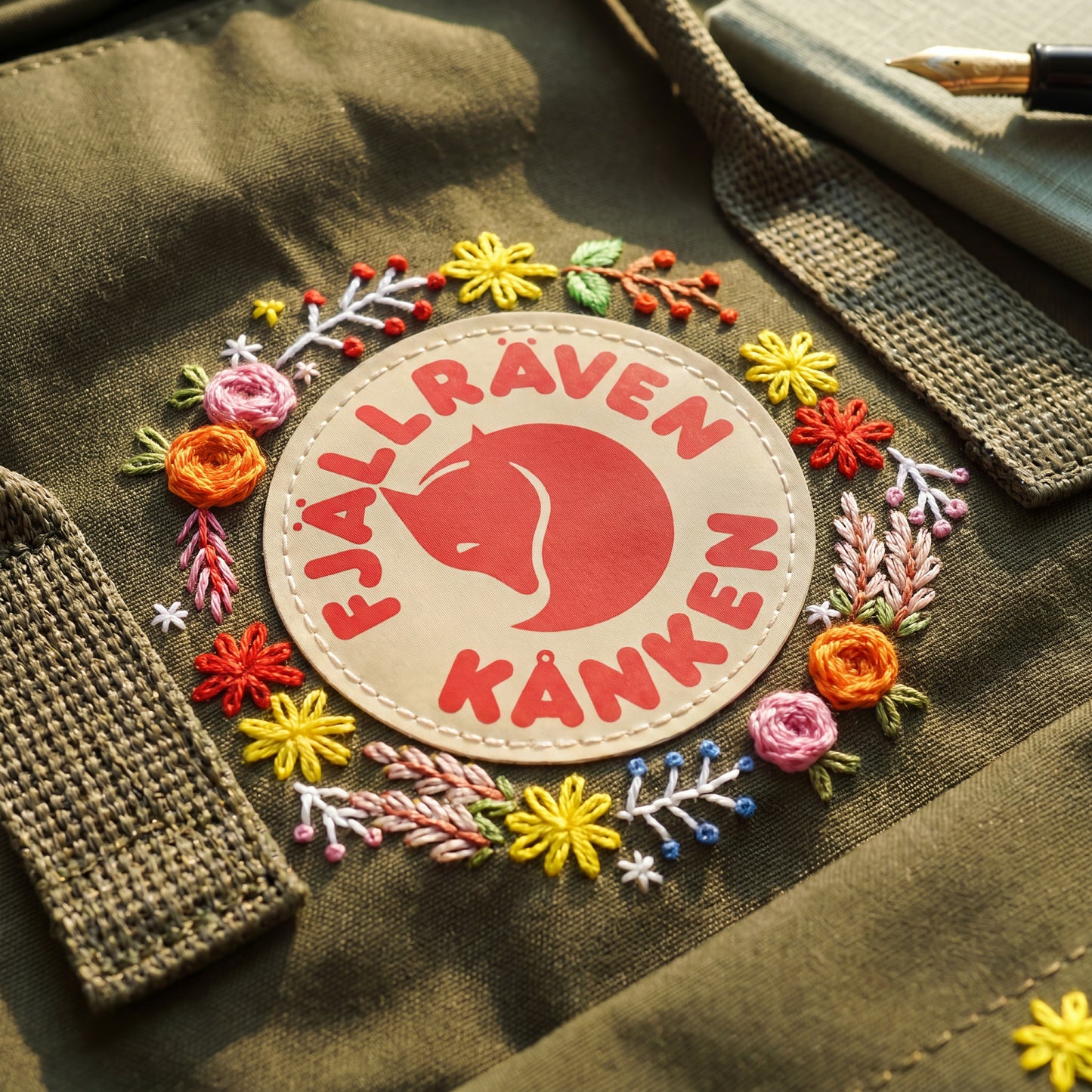 Minimalist Floral Fjallraven Kanken Backpack | Personalized Embroidered Wildflower Kanken Bag | Cute  Back to School Gift