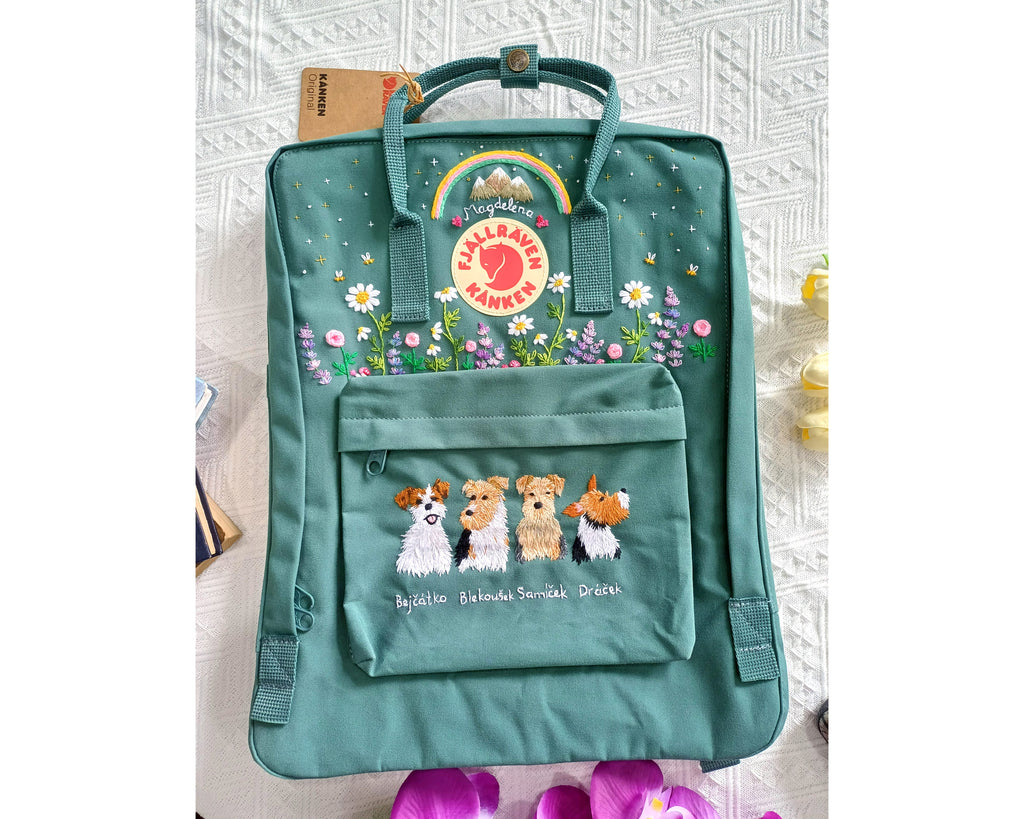  Fjallraven Kanken Backpack – Custom Dog Embroidery - Personalized Embroidered Backpack - Custom Bag for Women 