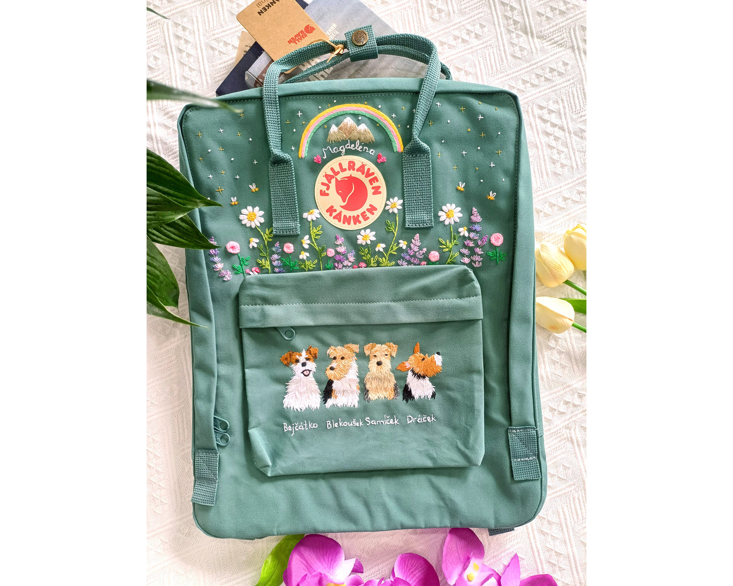 Fjallraven Kanken Backpack – Custom Dog Embroidery - Personalized Embroidered Backpack - Custom Bag for Women