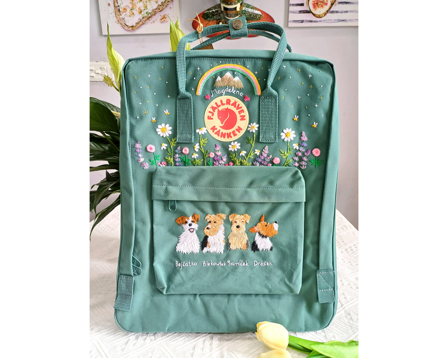 Fjallraven Kanken Backpack – Custom Dog Embroidery - Personalized Embroidered Backpack - Custom Bag for Women