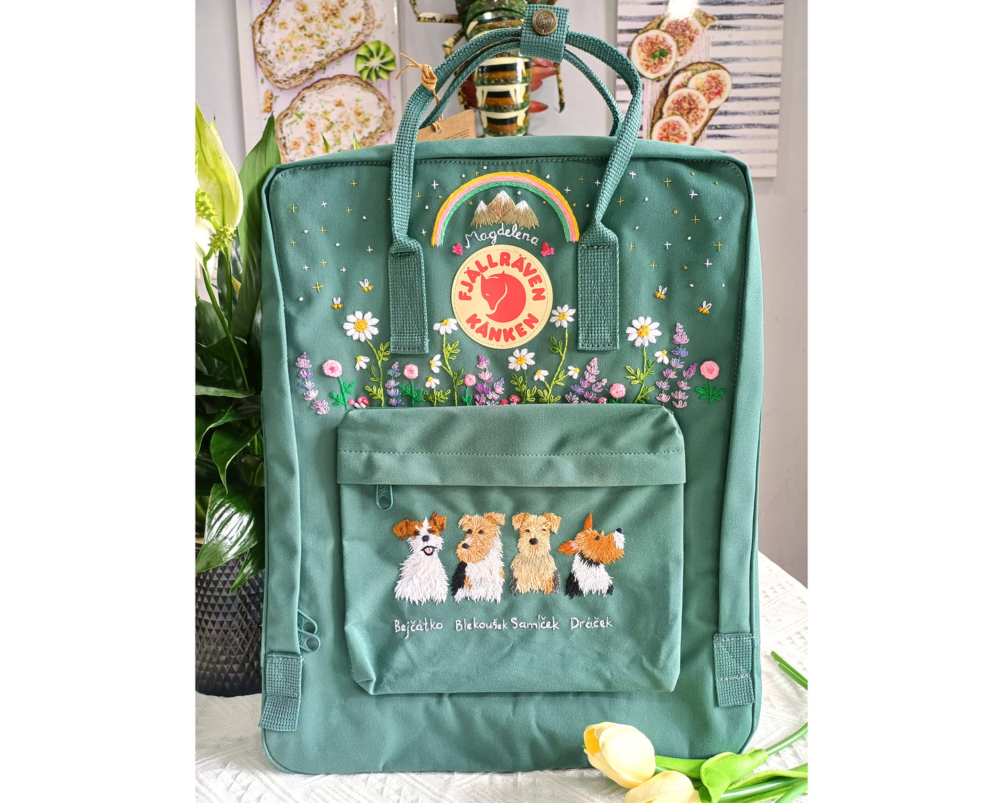 Fjallraven Kanken Backpack – Custom Dog Embroidery - Personalized Embroidered Backpack - Custom Bag for Women