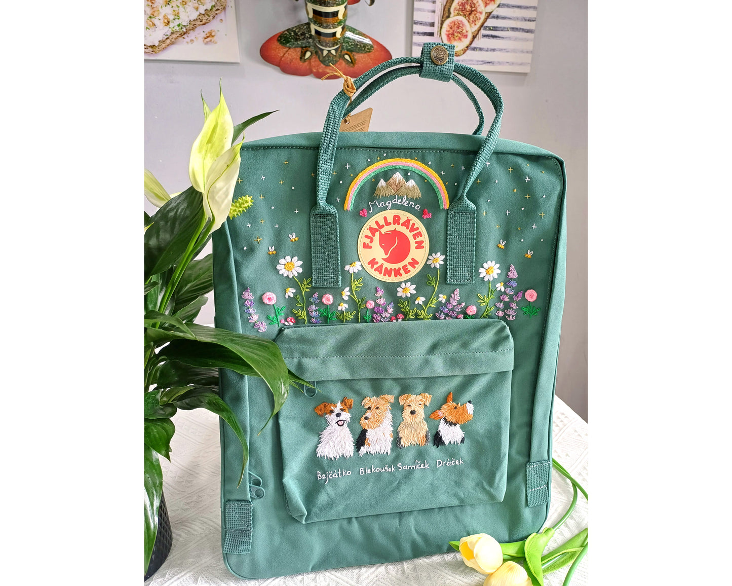 Fjallraven Kanken Backpack – Custom Dog Embroidery - Personalized Embroidered Backpack - Custom Bag for Women