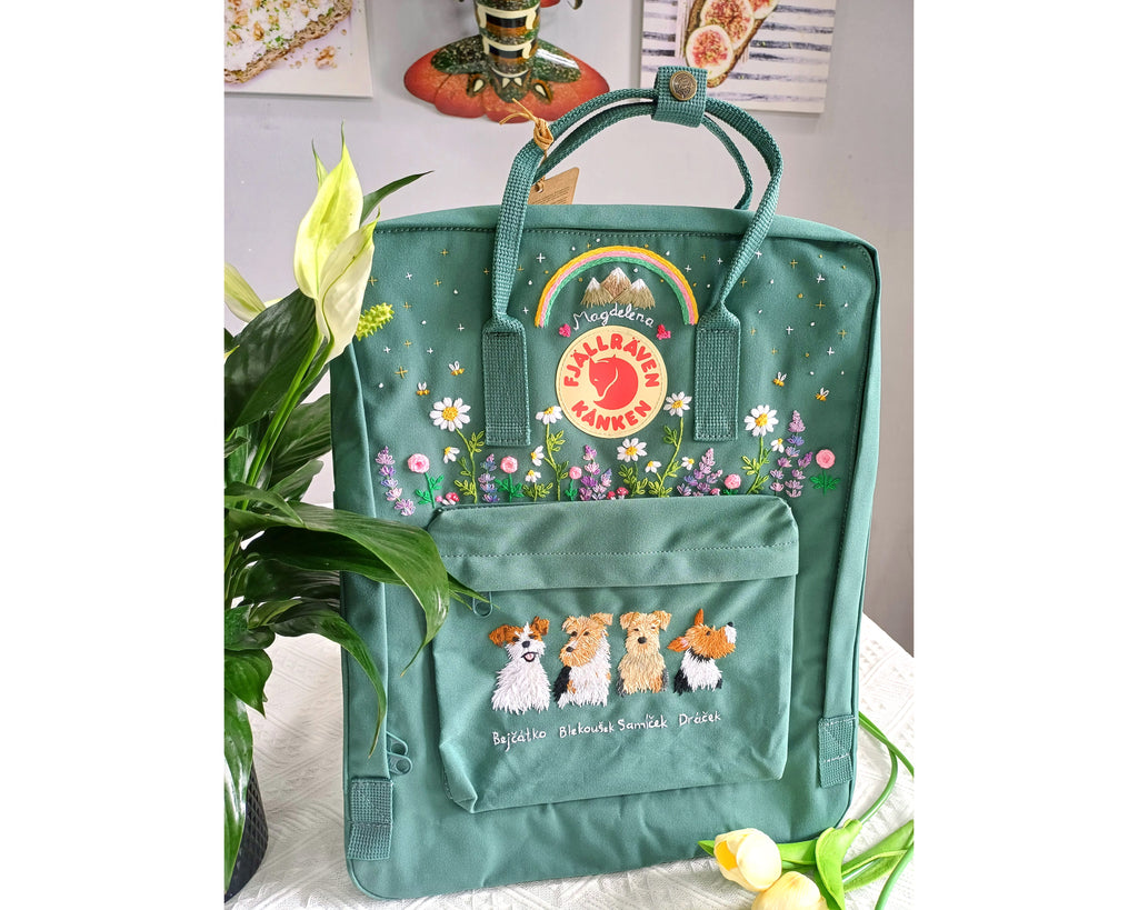  Fjallraven Kanken Backpack – Custom Dog Embroidery - Personalized Embroidered Backpack - Custom Bag for Women 