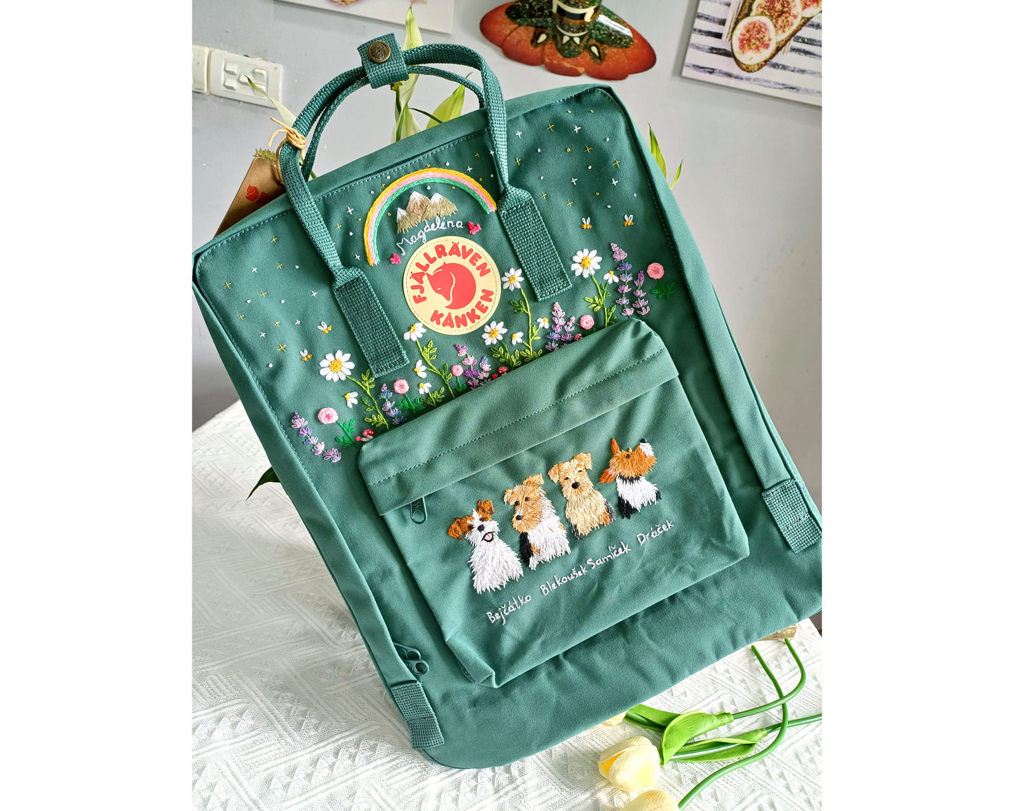 Fjallraven Kanken Backpack – Custom Dog Embroidery - Personalized Embroidered Backpack - Custom Bag for Women