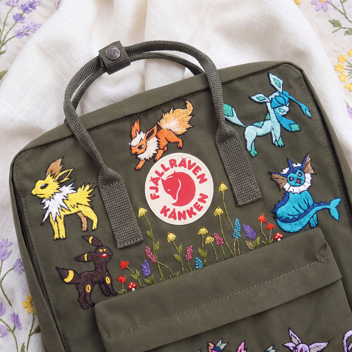 Fjallraven Kanken Hand Embroidered Game Character Backpack | Fantasy Creature Bag | Cute Cartoon Backpack | Unique Gamer Gift