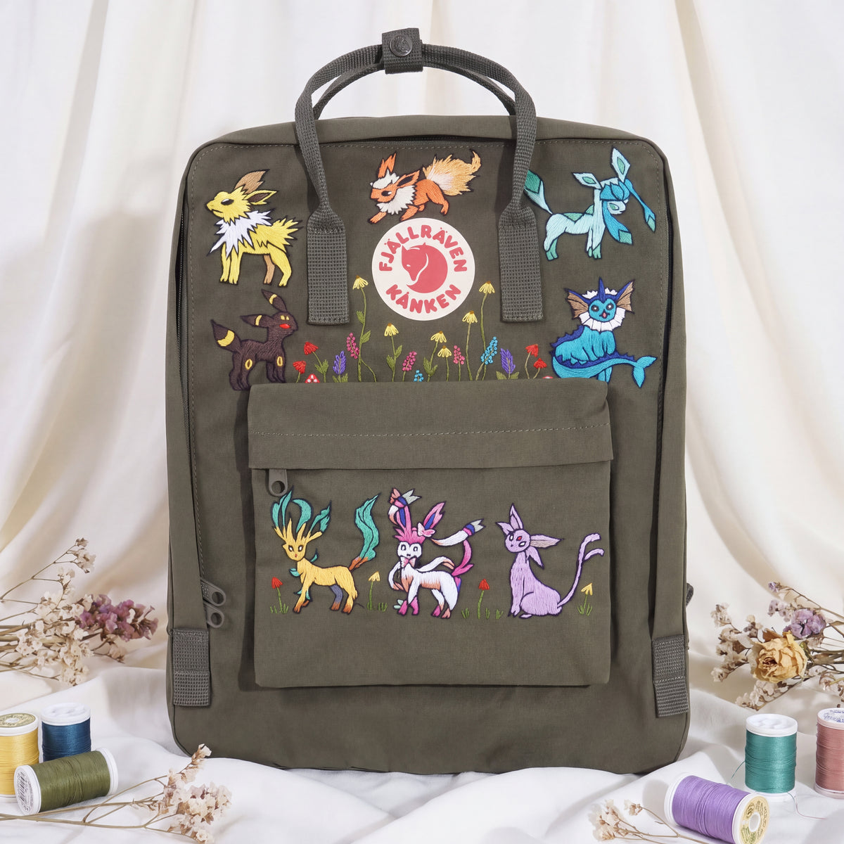 Fjallraven Kanken Hand Embroidered Game Character Backpack | Fantasy Creature Bag | Cute Cartoon Backpack | Unique Gamer Gift