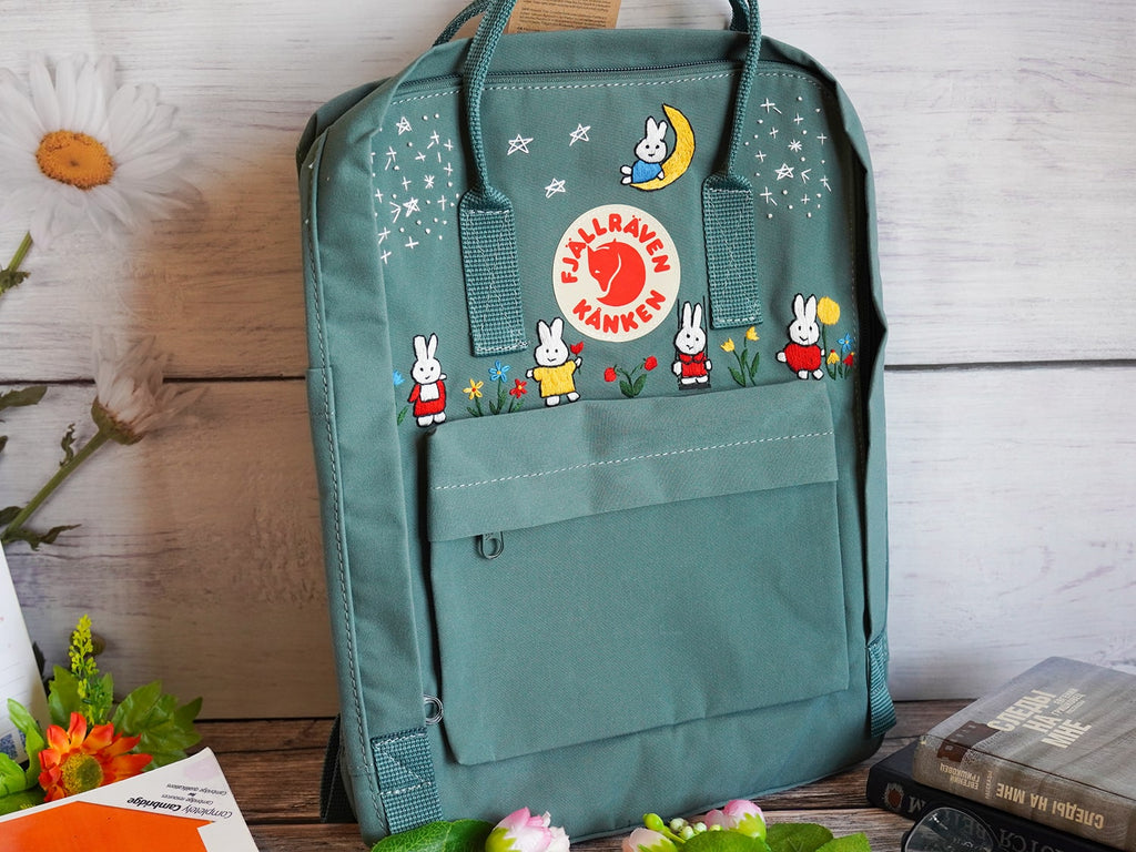  Kanken embroidery pattern/ Miffy Embroidered school backpack/ Embroidered Miffy/ Bunny miffy 