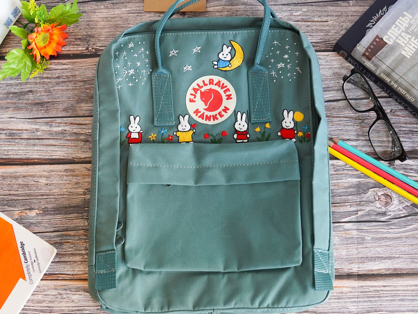 Kanken embroidery pattern/ Miffy Embroidered school backpack/ Embroidered Miffy/ Bunny miffy