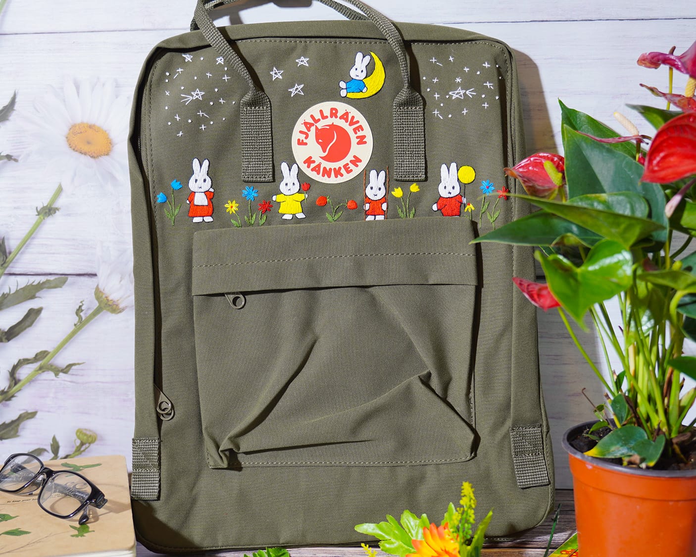 Custom Kanken Backpack – Miffy Character Embroidery - Personalized Embroidered Backpack - Custom Bag for Women