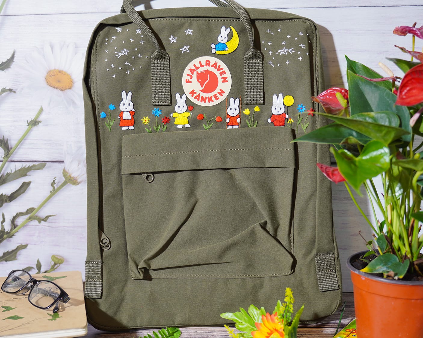 Custom Kanken Backpack – Miffy Character Embroidery - Personalized Embroidered Backpack - Custom Bag for Women