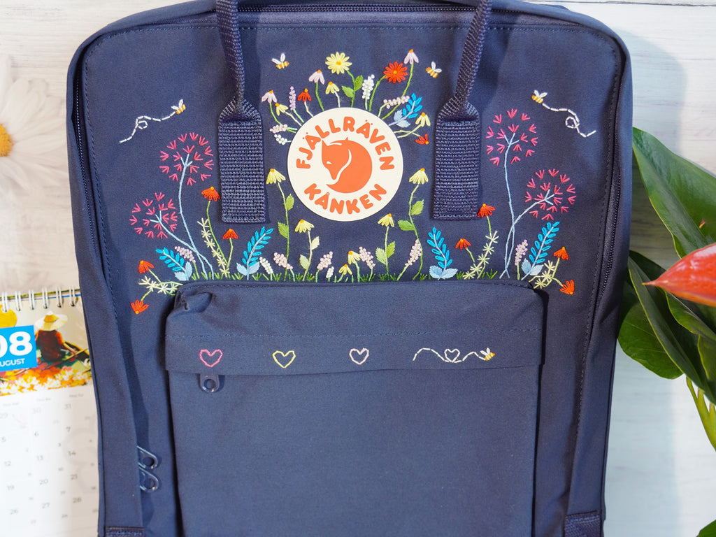  Lavender embroidery design on fjallraven kanken backpack, Lavender embroidery 