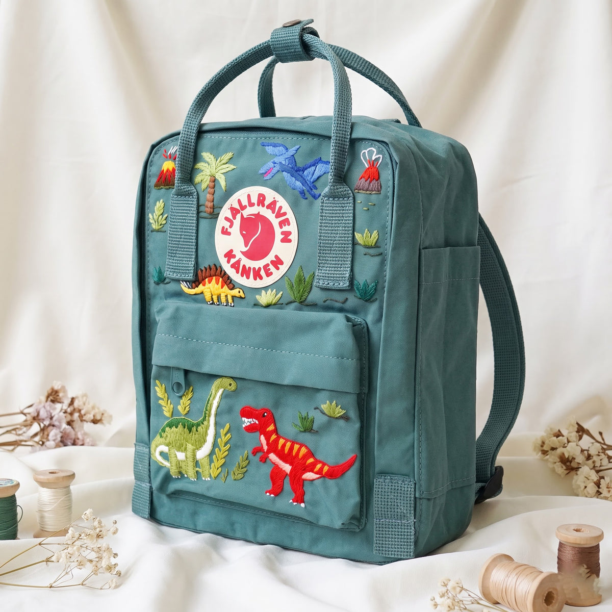 Fjällräven Kanken Regenbogen Bunter Gänseblümchen Bestickter Rucksack