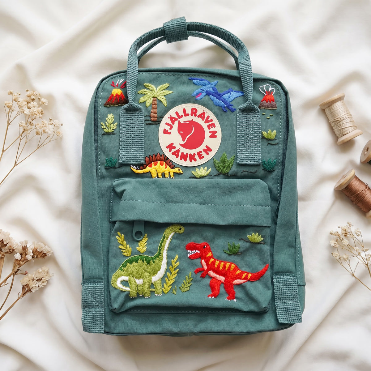 Fjällräven Kanken Regenbogen Bunter Gänseblümchen Bestickter Rucksack