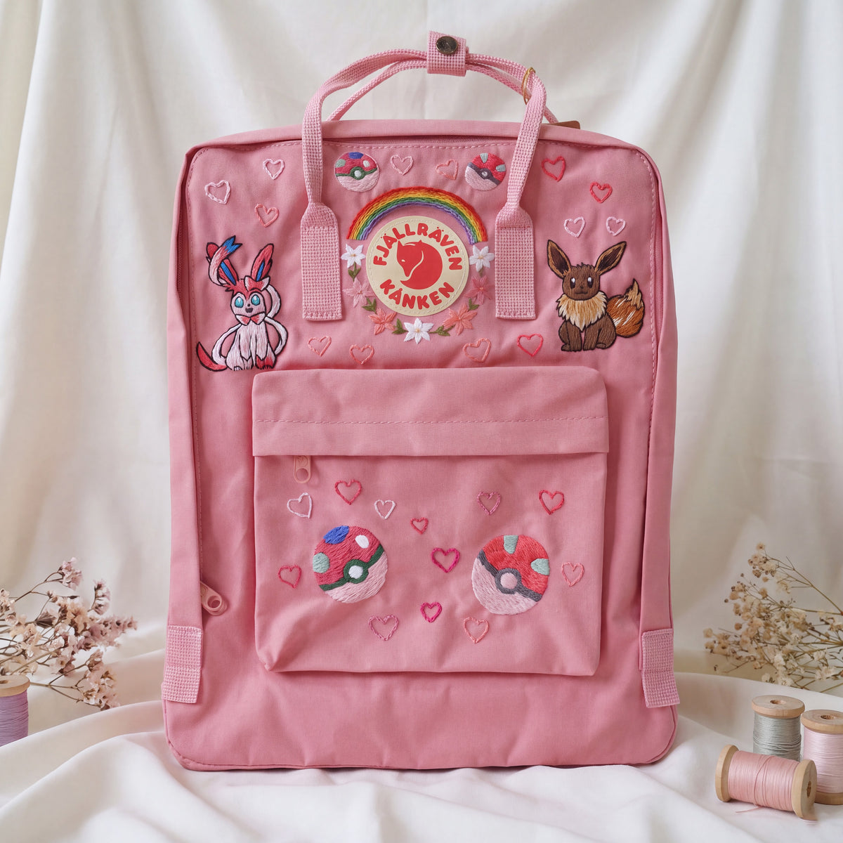Fjällräven Kanken Regenbogen Bunter Gänseblümchen Bestickter Rucksack