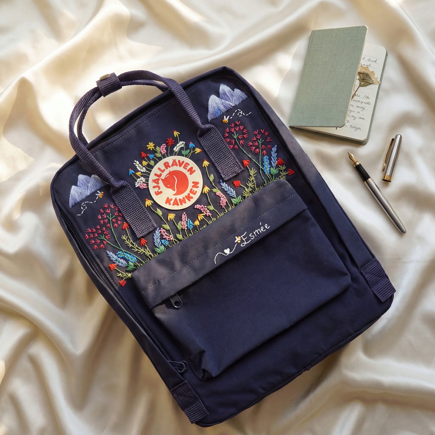 Fjallraven Kanken Embroidered Wildflower Backpack | Custom Name Kanken Bag | Floral Backpack | Personalized School Bag | Mountain Meadow Bag