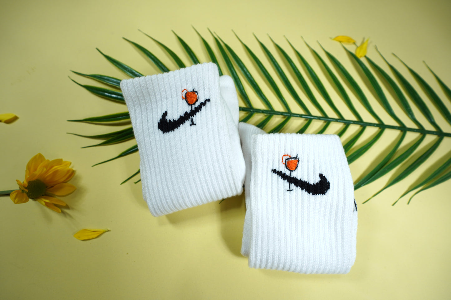 socks embroidered with wine glasses /Custom Socks/Custom Colorful Flowers Socks