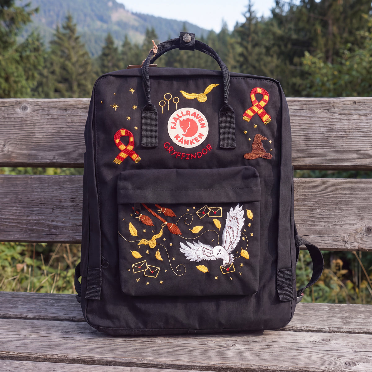 Fjällräven Kanken Regenbogen Bunter Gänseblümchen Bestickter Rucksack