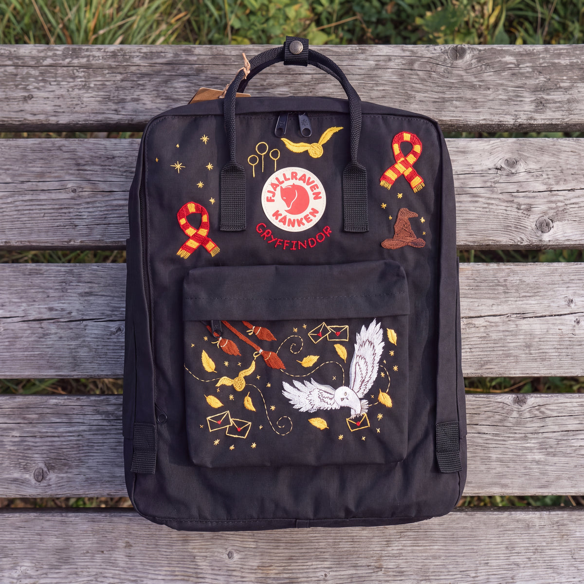 Fjällräven Kanken Regenbogen Bunter Gänseblümchen Bestickter Rucksack