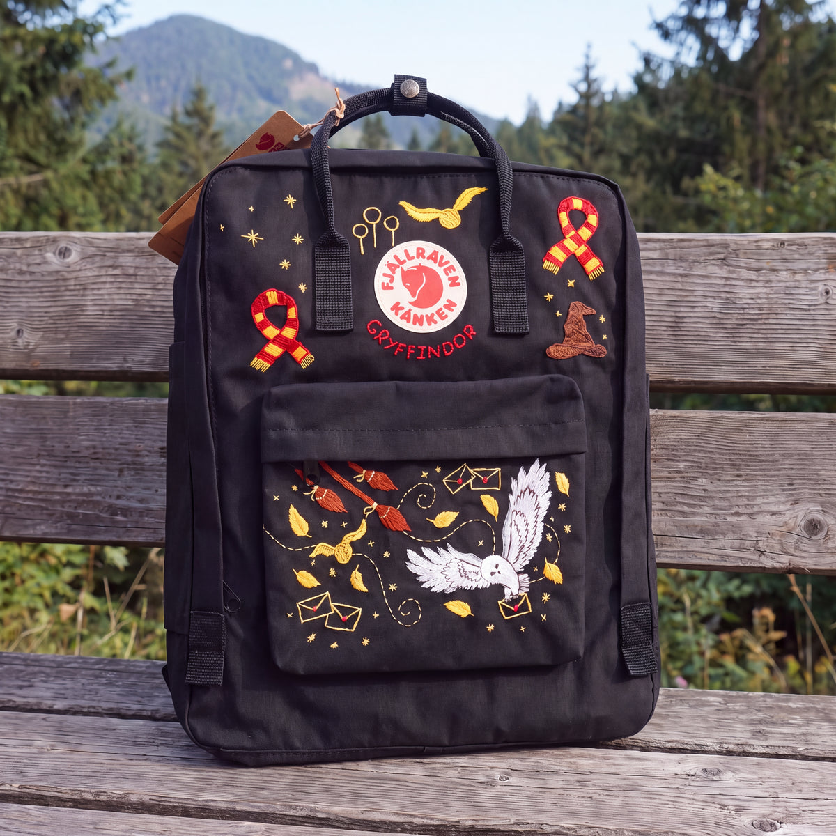 Fjällräven Kanken Regenbogen Bunter Gänseblümchen Bestickter Rucksack