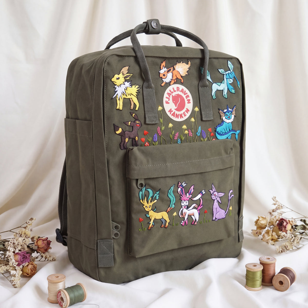 Fjallraven Kanken Hand Embroidered Game Character Backpack | Fantasy Creature Bag | Cute Cartoon Backpack | Unique Gamer Gift