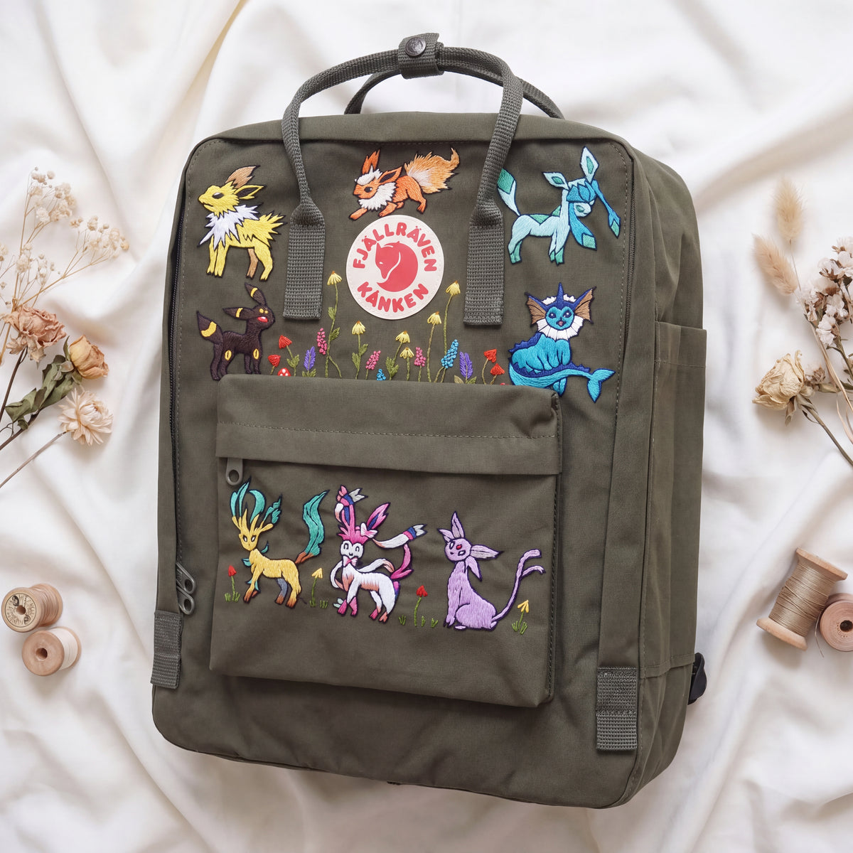 Fjallraven Kanken Hand Embroidered Game Character Backpack | Fantasy Creature Bag | Cute Cartoon Backpack | Unique Gamer Gift