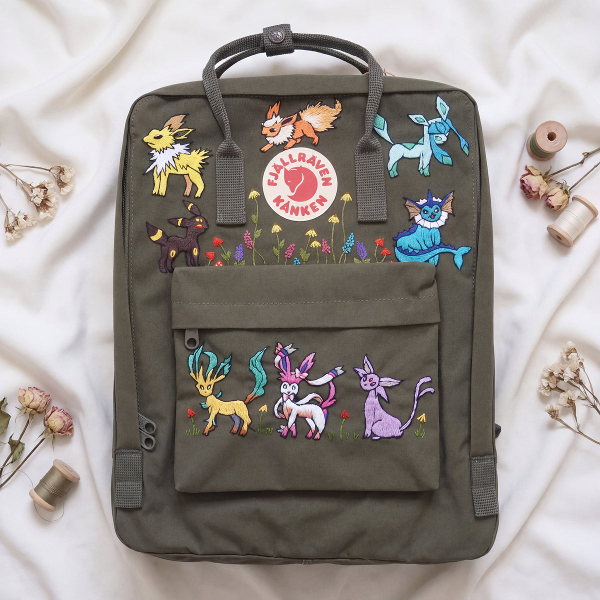 Fjallraven Kanken Hand Embroidered Game Character Backpack | Fantasy Creature Bag | Cute Cartoon Backpack | Unique Gamer Gift